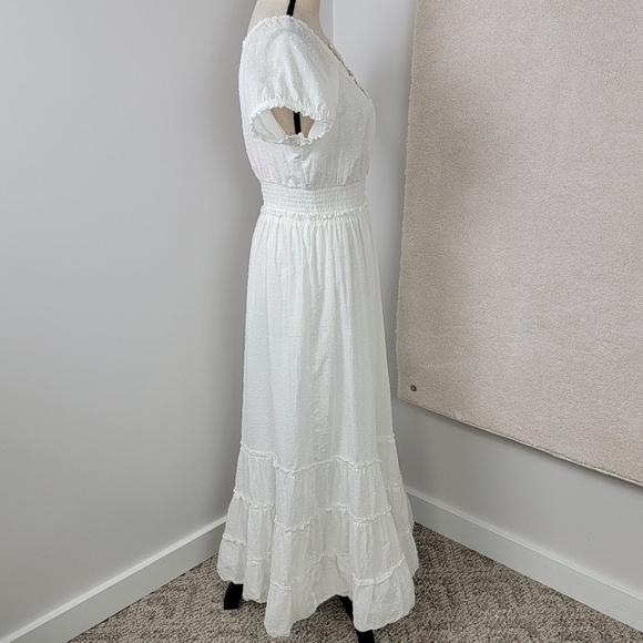 Betsy Johnson NEW Women's L White Swiss Dot Smocked Waist Cottagecore Boho Dress - Picture 7 of 13